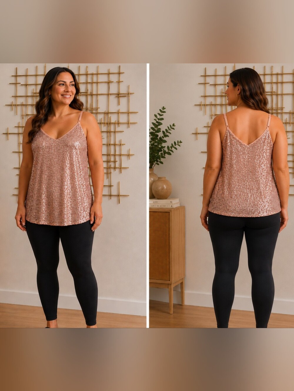 NWT Torrid Sophie Rose Gold Sequin Cami Tank Top 2X